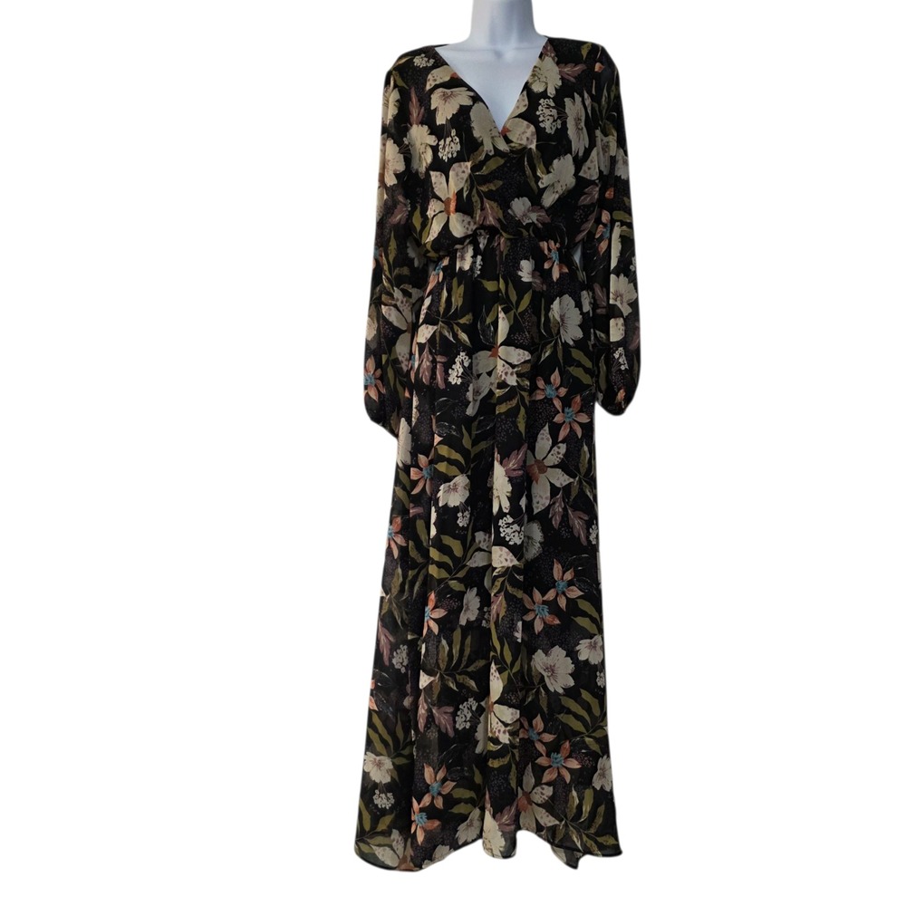 Everly Maxi Dress Womens Multicolor Small Floral Elastic Waist Ruffled Victoria